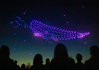 Drone show in the night sky